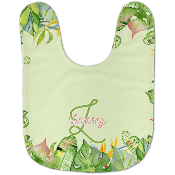 Tropical Leaves Border Baby Bib - AFT flat