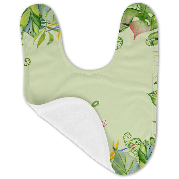 Tropical Leaves Border Baby Bib - AFT folded