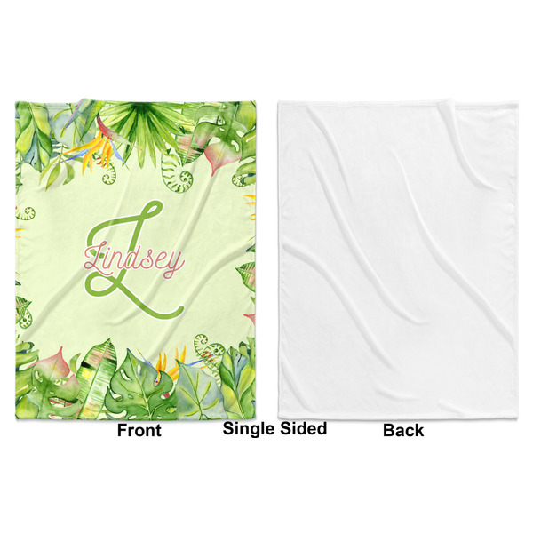 Tropical Leaves Border Baby Blanket (Single Sided - Printed Front, White Back)