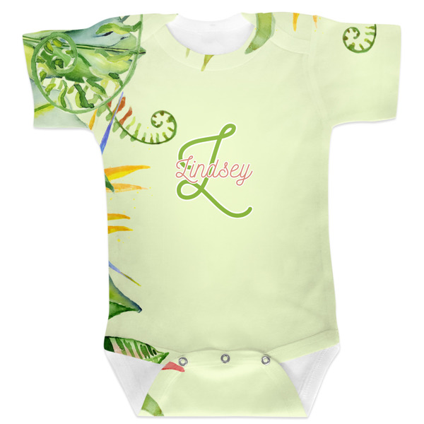 Custom Tropical Leaves Border Baby Bodysuit 3-6 (Personalized)