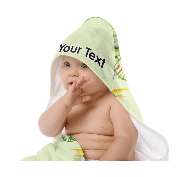 Tropical Leaves Border Baby Hooded Towel on Child