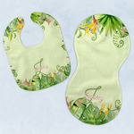 Tropical Leaves Border Baby Bib & Burp Set w/ Name and Initial