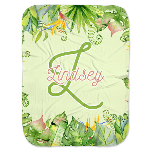 Custom Tropical Leaves Border Baby Swaddling Blanket (Personalized)