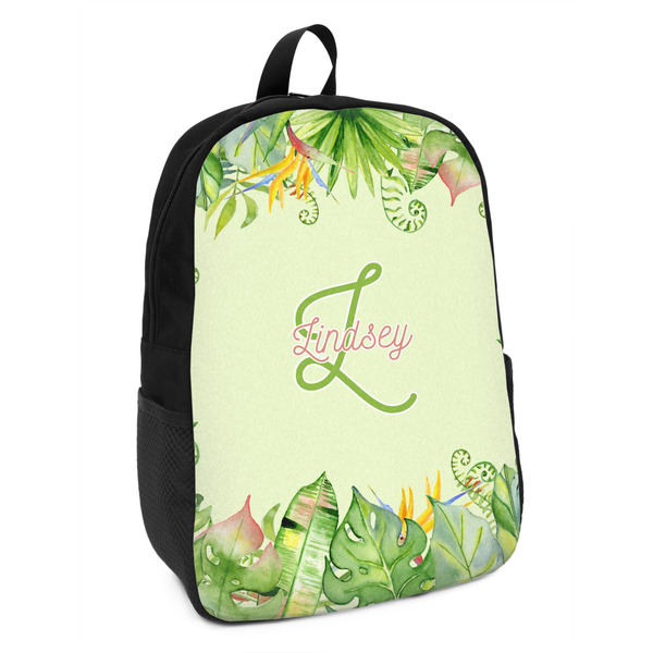 Custom Tropical Leaves Border Kids Backpack (Personalized)