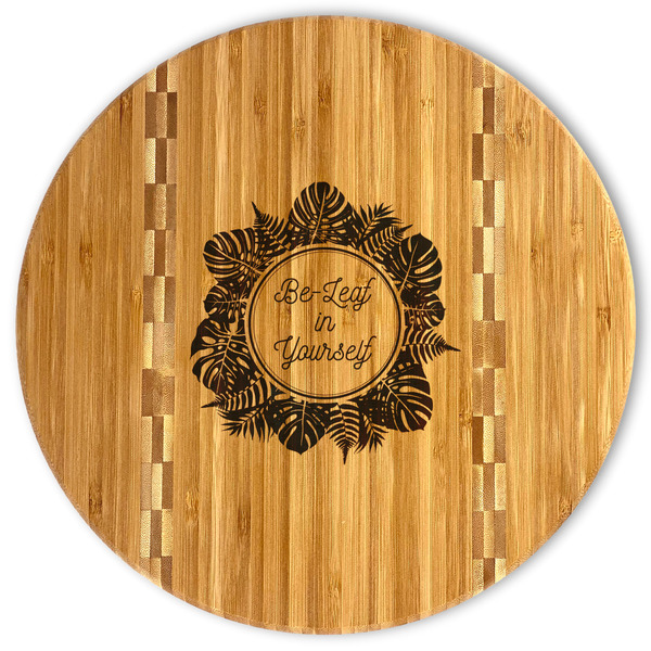 Custom Tropical Leaves Border Bamboo Cutting Board (Personalized)