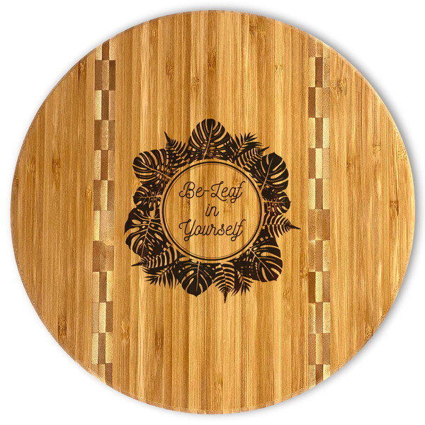 Custom Tropical Leaves Border Bamboo Cutting Board (Personalized)