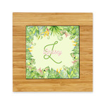 Tropical Leaves Border Bamboo Trivet with Ceramic Tile Insert (Personalized)