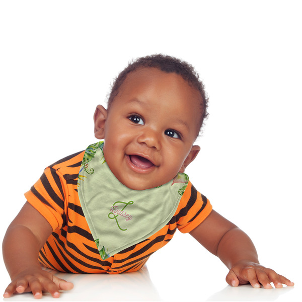 Tropical Leaves Border Bandana Bib - (Lifestyle 1 boy)