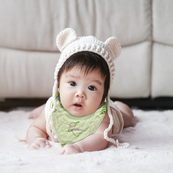 Tropical Leaves Border Bandana Bib - (Lifestyle 2 girl)