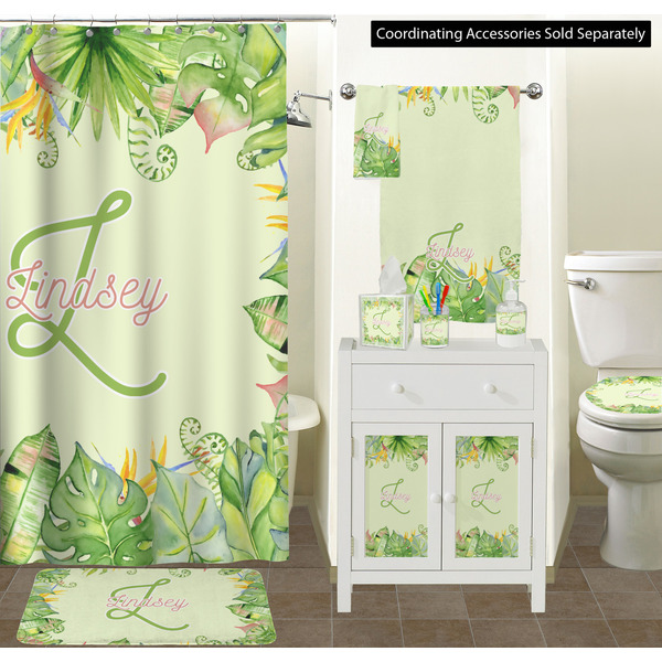 Tropical Leaves Border Bathroom Scene