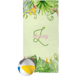 Tropical Leaves Border Beach Towel (Personalized)