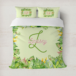 Tropical Leaves Border Duvet Cover (Personalized)