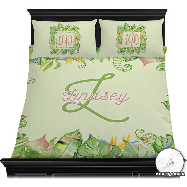 Tropical Leaves Border Bedding Set (Queen) - Duvet