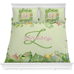 Tropical Leaves Border Comforter Set - Full / Queen (Personalized)