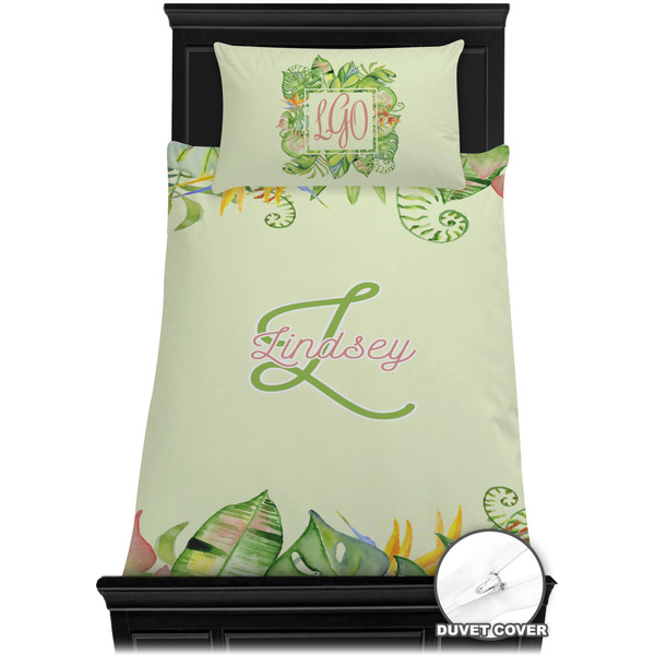 Tropical Leaves Border Bedding Set (Twin) - Duvet