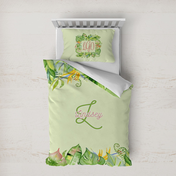 Custom Tropical Leaves Border Duvet Cover Set - Twin XL (Personalized)