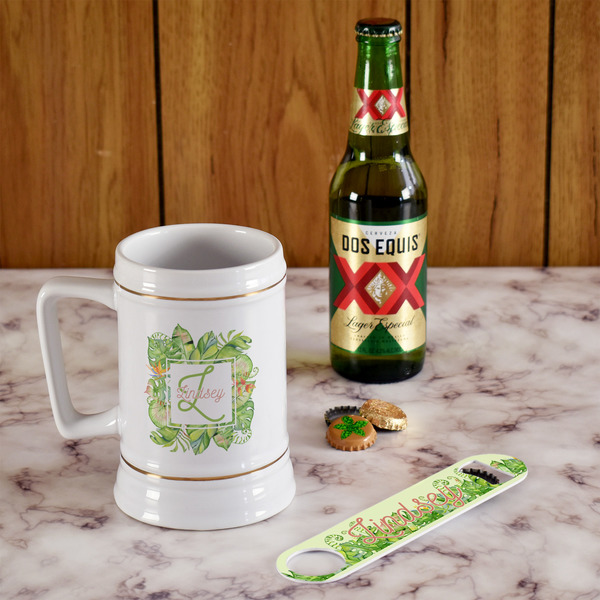 Tropical Leaves Border Beer Stein - In Context
