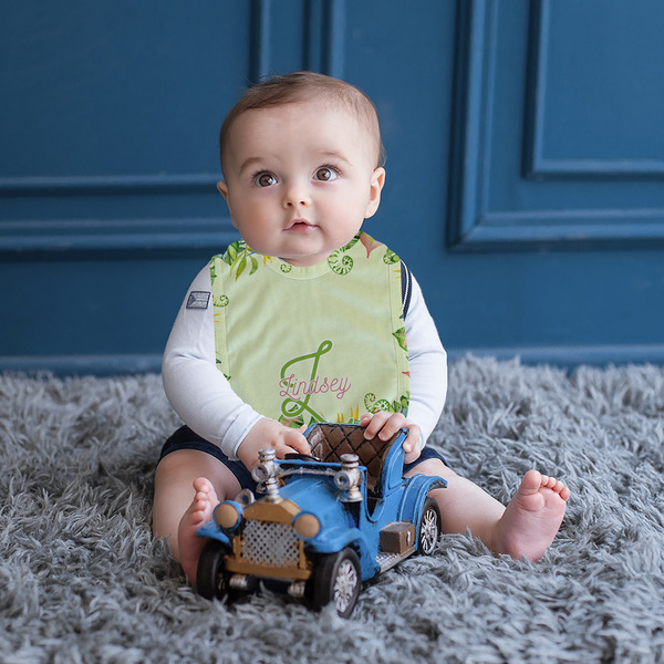 Tropical Leaves Border Bib Lifestyle Boy