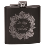 Tropical Leaves Border Black Flask Set (Personalized)