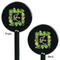 Tropical Leaves Border Black Plastic 5.5" Stir Stick - Double Sided - Round - Front & Back