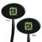 Tropical Leaves Border Black Plastic 7" Stir Stick - Double Sided - Oval - Front & Back