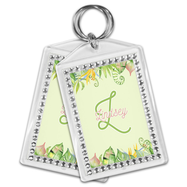 Tropical Leaves Border Bling Keychain - MAIN