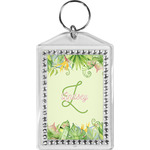 Tropical Leaves Border Bling Keychain (Personalized)