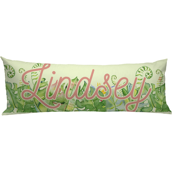 Custom Tropical Leaves Border Body Pillow Case (Personalized)