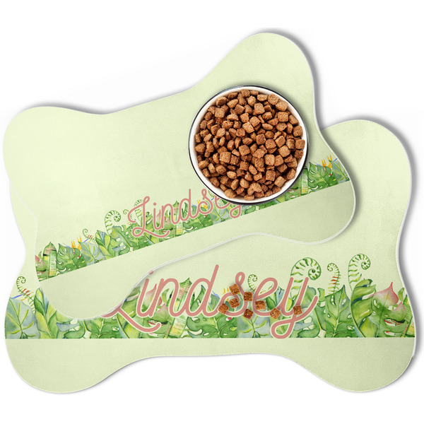 Tropical Leaves Border Bone Shaped Dog Mats - MAIN