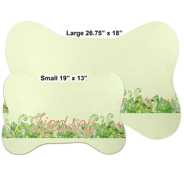 Tropical Leaves Border Bone Shaped Mat Comparison