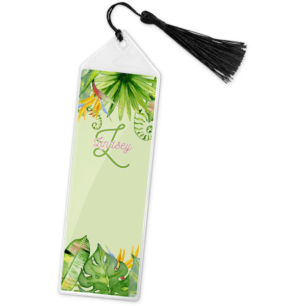 Custom Tropical Leaves Border Book Mark w/Tassel (Personalized)