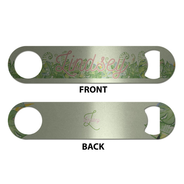 Tropical Leaves Border Bottle Opener - Front & Back
