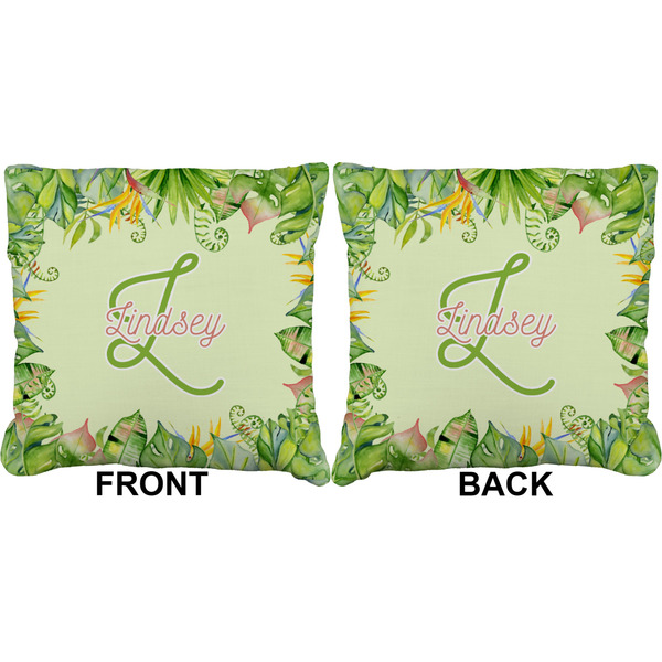 Tropical Leaves Border Burlap Pillow Approval