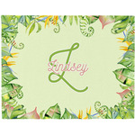 Tropical Leaves Border Woven Fabric Placemat - Twill w/ Name and Initial