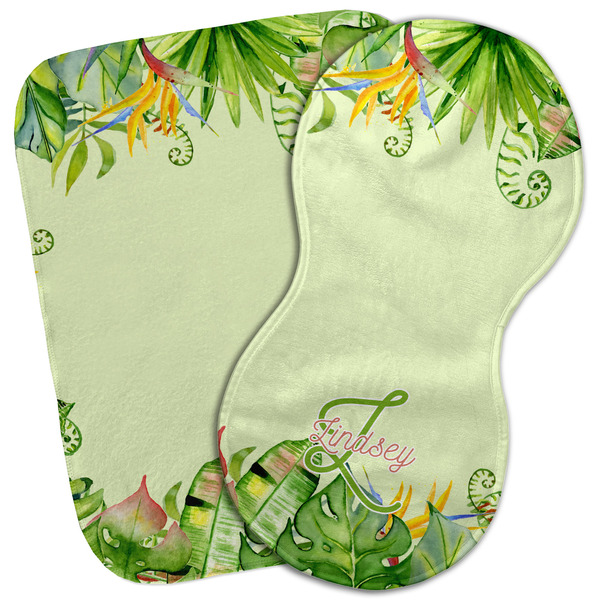 Custom Tropical Leaves Border Burp Cloth (Personalized)