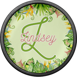 Tropical Leaves Border Cabinet Knob (Black) (Personalized)