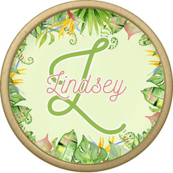 Tropical Leaves Border Cabinet Knob - Gold (Personalized)