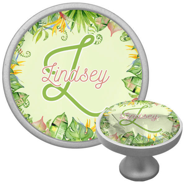 Custom Tropical Leaves Border Cabinet Knob (Personalized)