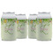 Tropical Leaves Border Can Cooler (12 oz) - Set of 4 w/ Name and Initial