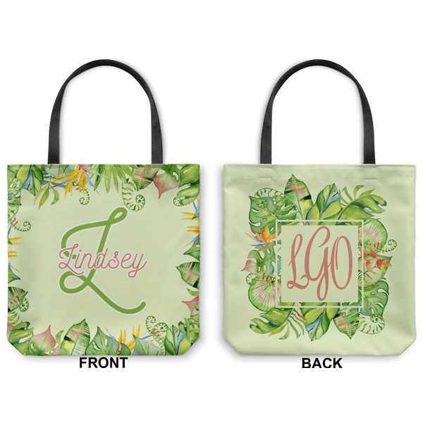 Tropical Leaves Border Canvas Tote - Front and Back