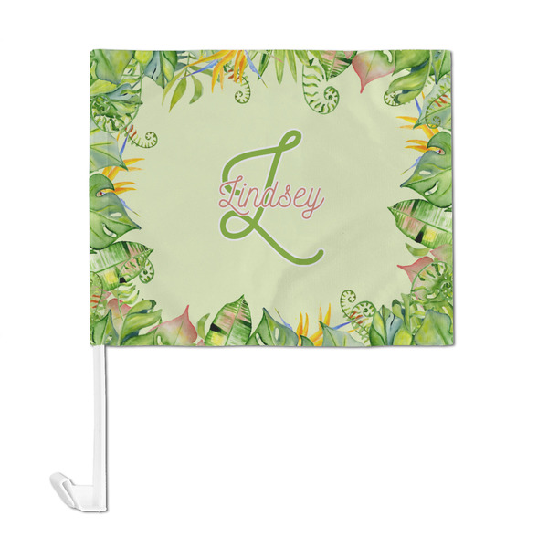 Tropical Leaves Border Car Flag - Large - FRONT