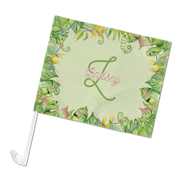 Custom Tropical Leaves Border Car Flag - Large (Personalized)