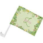 Tropical Leaves Border Car Flag - Small w/ Name and Initial
