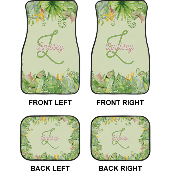 Tropical Leaves Border Car Floor Mats Set (2F + 2B)