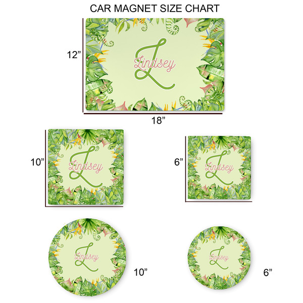 Tropical Leaves Border Car Magnets - SIZE CHART