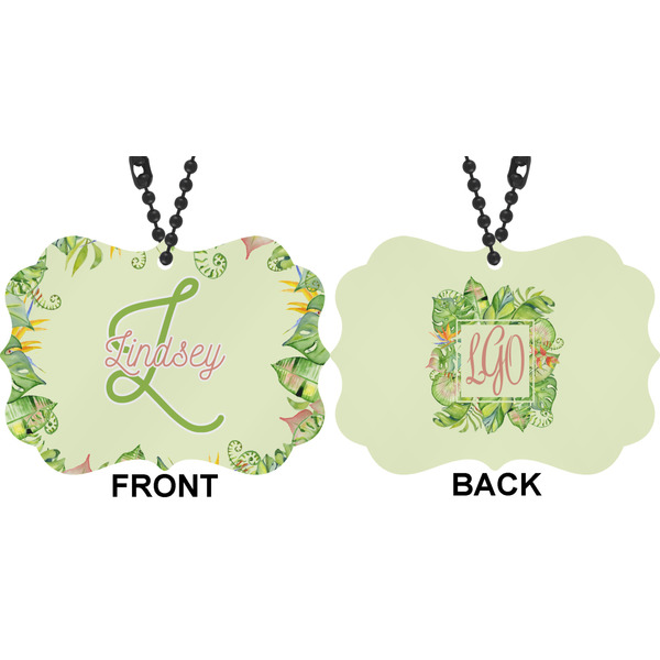Tropical Leaves Border Car Ornament (Approval)