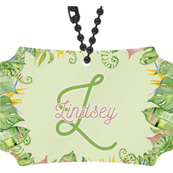 Tropical Leaves Border Rear View Mirror Ornament (Personalized)