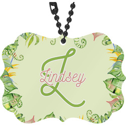 Tropical Leaves Border Rear View Mirror Decor (Personalized)