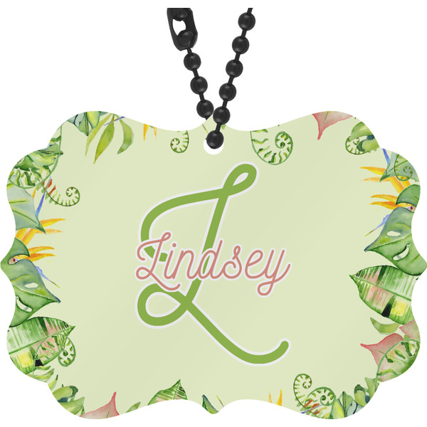 Custom Tropical Leaves Border Rear View Mirror Decor (Personalized)