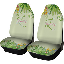 Tropical Leaves Border Car Seat Covers (Set of Two) (Personalized)